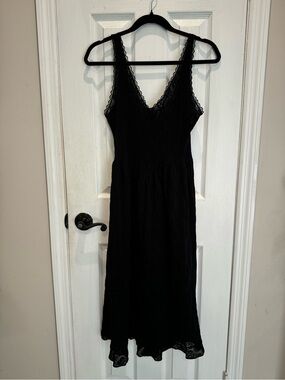 Maidenform Black Lace V-Neck Midi Slip Dress